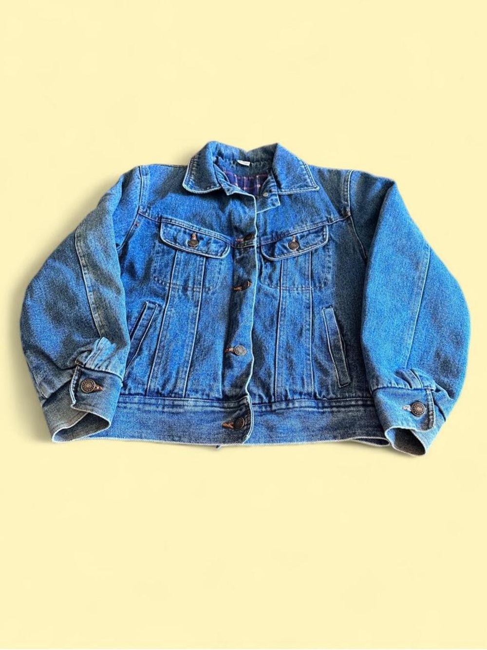 Vintage Kids Denim Jacket Size 10 Blanket Lined Blue Trucker Jean Jacket